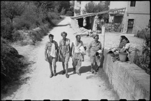World War II New Zealand soldiers in a lane in Jesi, Italy - Photograph taken by George Kaye