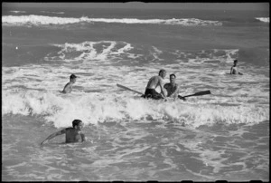 Some of the New Zealanders at Rest Camp near Ancona, Italy, swimming in the Adriatic Sea, World War II - Photograph taken by George Kaye