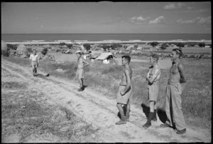 View of New Zealand Rest Camp organised by 6 NZ Field Ambulance on shores of Adriatic, Italy, World War II - Photograph taken by George Kaye