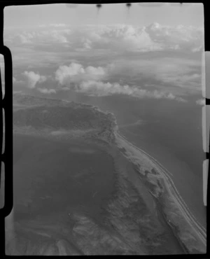Farewell Spit, Tasman District, taken from a NAC (National Airways Corporation) Viscount aircraft, including coastline