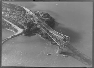 Construction of the Auckland Harbour bridge, Northcote, Auckland, including housing