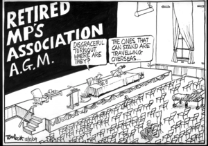 Retired MPs Association A.G.M. "Disgraceful turnout. Where are they?" "The ones that can stand are travelling overseas..." 15 August 2009