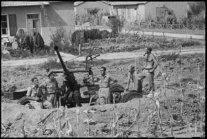 New Zealand anti aircraft gun on outskirts of Riccione in Italy during World War II - Photograph taken by George Kaye