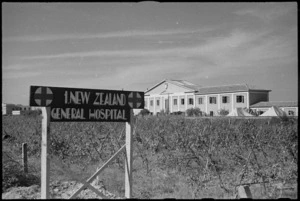 Entrance and administrative block of 1 New Zealand General Hospital near Senigallia, Italy, World War II - Photograph taken by George Kaye
