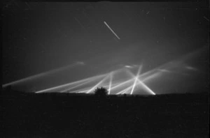 Searchlights used in the forward areas of the Rimini front, Italy, World War II - Photograph taken by George Kaye