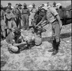 Jockey assisted at the horse race meeting organised by 36 New Zealand Survey Battery in Trans Jordania, World War II - Photograph taken by M D Elias