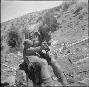 New Zealand Unit boot maker in Syria during World War II - Photograph taken by H Paton