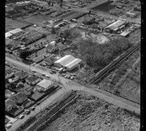 Mt Roskill/Onehunga area, Auckland, by railway line, including unidentified business premises/factories
