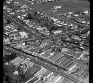 Mt Roskill/Onehunga area, Auckland, with shopping centre including Woolworths, and church on left