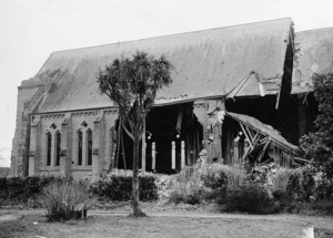 St Matthew's Church, Masterton, after the 1942 earthquake