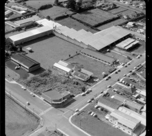 [Mt Roskill/Onehunga area, Auckland ?] including premises of Keith Hay Ltd and a building with the sign 'Sure To Rise'