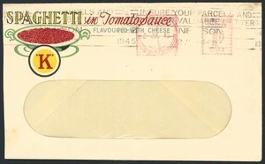 [Thompson & Hills Ltd?] :'K' spaghetti in tomato sauce flavoured with cheese [Enveloped postmarked] 1945.