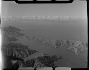 Tory Channel, Queen Charlotte Sound, Marlborough Sounds, including the North Island in the distance