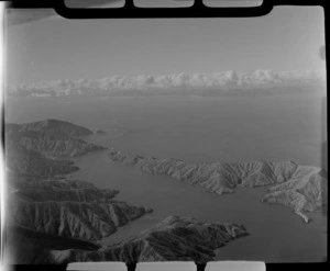 Tory Channel, Queen Charlotte Sound, Marlborough Sounds, including the North Island in the distance