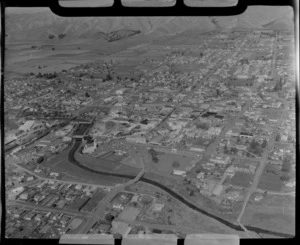 Blenheim, Marlborough District, including river, railways, housing and farmland