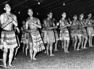 Group performing Maori songs at the New Zealand High Commission, Malaya