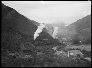 Cross Creek, Wairarapa, with steam train on the Rimutaka line