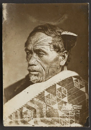 NZ Government Tourist Department (Wellington) :Portrait of unidentified Maori man