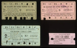 [Group of tickets issued by the Kelburne and Karori Tramway and the Wellington Corporation Tramways. 1920-1960s].