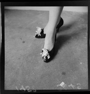 Flowered shoes at Kirkcaldies Department store, Wellington