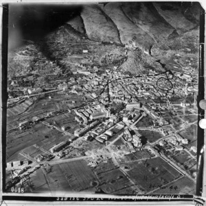 Aerial view of Cassino, Italy, during World War II