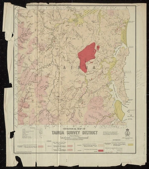 Geological map of Tairua survey district / compiled and drawn by G.E. Harris.