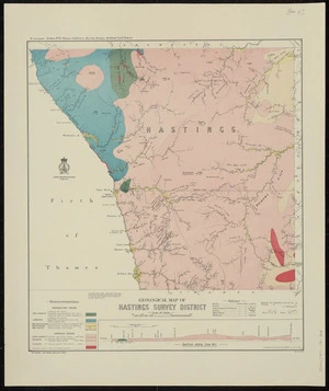 Geological map of Hastings survey district / compiled and drawn by G.E. Harris.