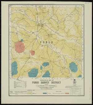 Geological map of Puniu survey district / drawn by G.E. Harris.