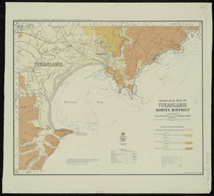 Geological map of Turanganui survey district / compiled and drawn by G.E. Harris.