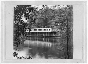 House boat, a floating hotel operated by Hatricks river steamer, on the Whanganui River