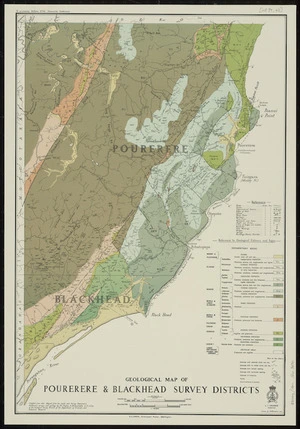 Geological map of Pourerere & Blackhead Survey Districts / drawn by A.W. Hampton.