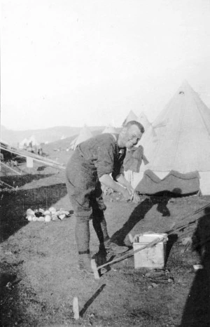 Lieutenant Fleming in camp on Limnos, Greece