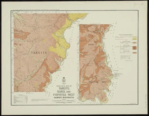 Geological map of Tangitu, Rangi, and Piopiotea West survey districts / / drawn by G.E. Harris.