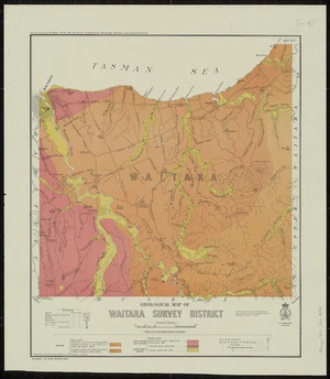 Geological map of Waitara Survey District / compiled and drawn by G.E. Harris & W. Bardsley.