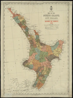 Map of the North Island, New Zealand, shewing the counties, 1899.
