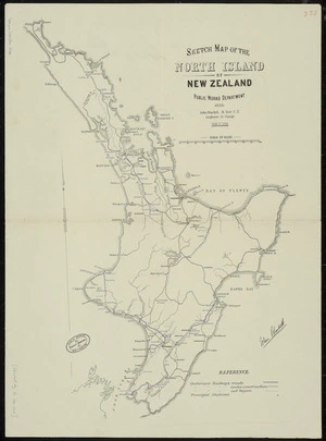 Sketch map of the North Island of New Zealand / W.N. Blair, Engineer in charge ; drawn by A. Koch.  Sketch map of the Middle Island of New Zealand / John Blackett, Engineer in charge ; drawn by A. Koch.