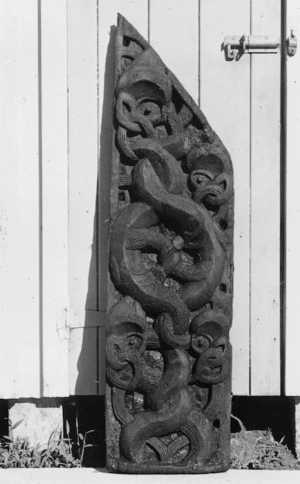 Epa, or Maori carved wooden slab from the back or front walls of a storehouse