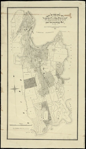 Map of the city of Wellington and surrounding dist. / drawn & published by F.H. Tronson.