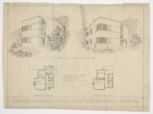 Crichton, McKay & Haughton :Proposed residence, Rona St, Eastbourne for I Bowie Esq. August 1938.