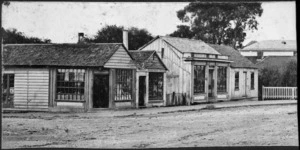 Roadside buildings in New Plymouth - Photographer unidentified