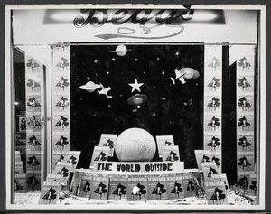 Begg's shop window display advertising sheet music for the song The World Outside