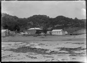 Scene at Kuaotunu with beach and hotel