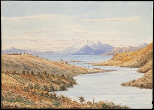 Chapman, Ernest Arthur, 1847-1930? :Taupo from the Waikato River. 1874