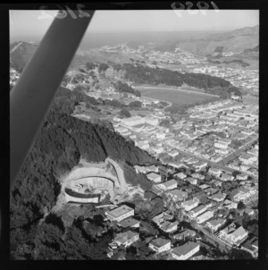 Water reservoir under construction, Coromandel Street, Newtown, Wellington, including Zoological Gardens and Newtown Park