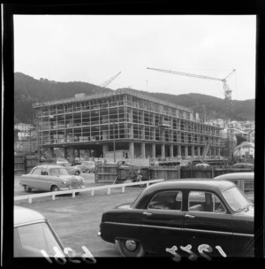 Building under construction, possibly Bowen State building, Bowen Street, Wellington