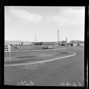 Wellington Airport, Rongotai, showing carpark and terminal building