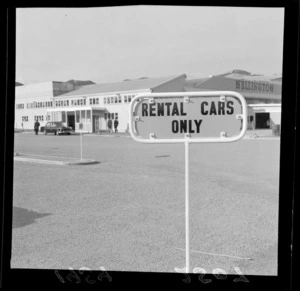 Sign at Wellington Airport carpark, including terminal building, Rongotai