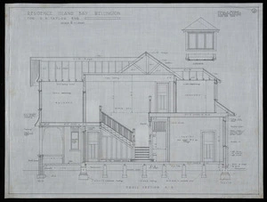 Atkins & Mitchell, architects :Residence Island Bay Wellington, for D H Taylor Esq. June 12th 1928. Cross-section and dormer