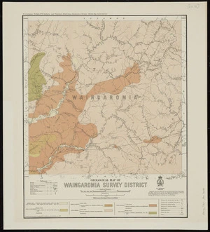 Geological map of Waingaromia survey district / compiled and drawn by R.J. Crawford ; additions by G.E. Harris.