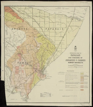 Geological map of Papakaio and portions of Awamoko & Oamaru Survey Districts / drawn by G.E. Harris.